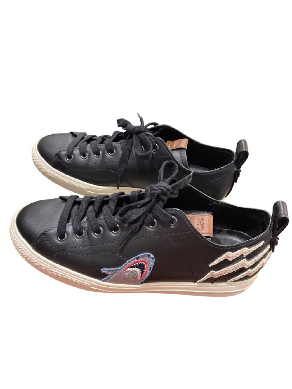 Coach wms black leather low top shark embroided Lightning sneaekrs sz 8D SKU 10- - Picture 5 of 16